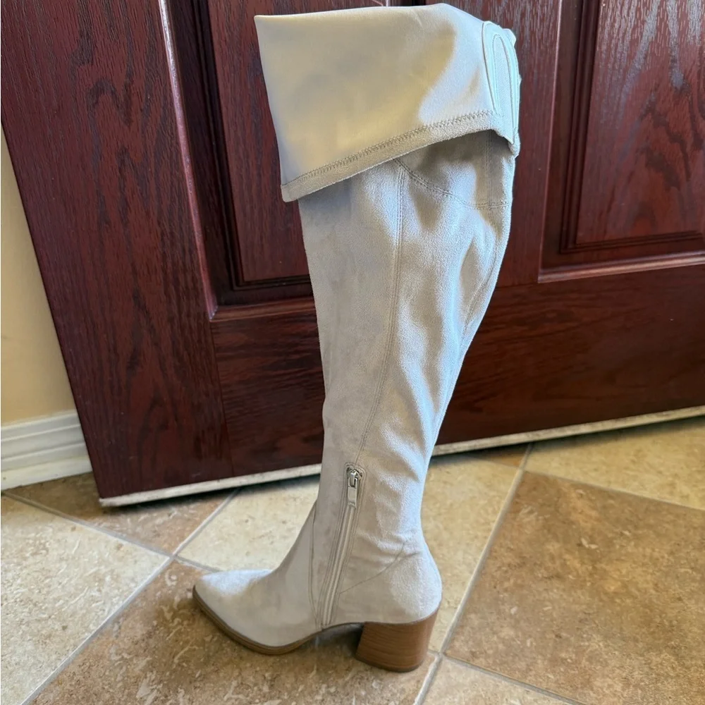 MARC FISJER ML CATHI POINTED TOE OVER KNEE BOOT STELLA FABRIC 5.5 MEDIUM
